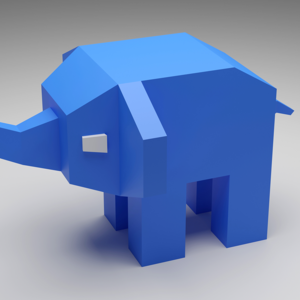 3d Modellbild eines blauen Elefanten